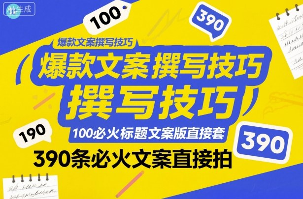 爆款文案撰写技巧，100个必火标题文案模版直接套，390条必火文案直接拍